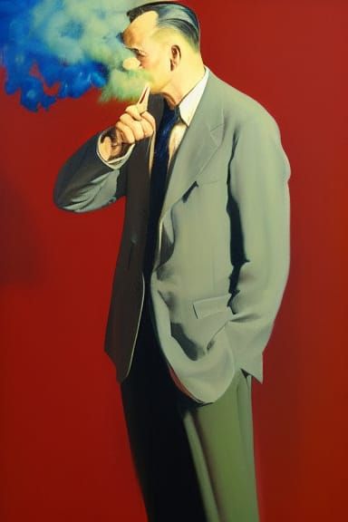 Figurative Art: Man Before Painting in Alex Ross Style