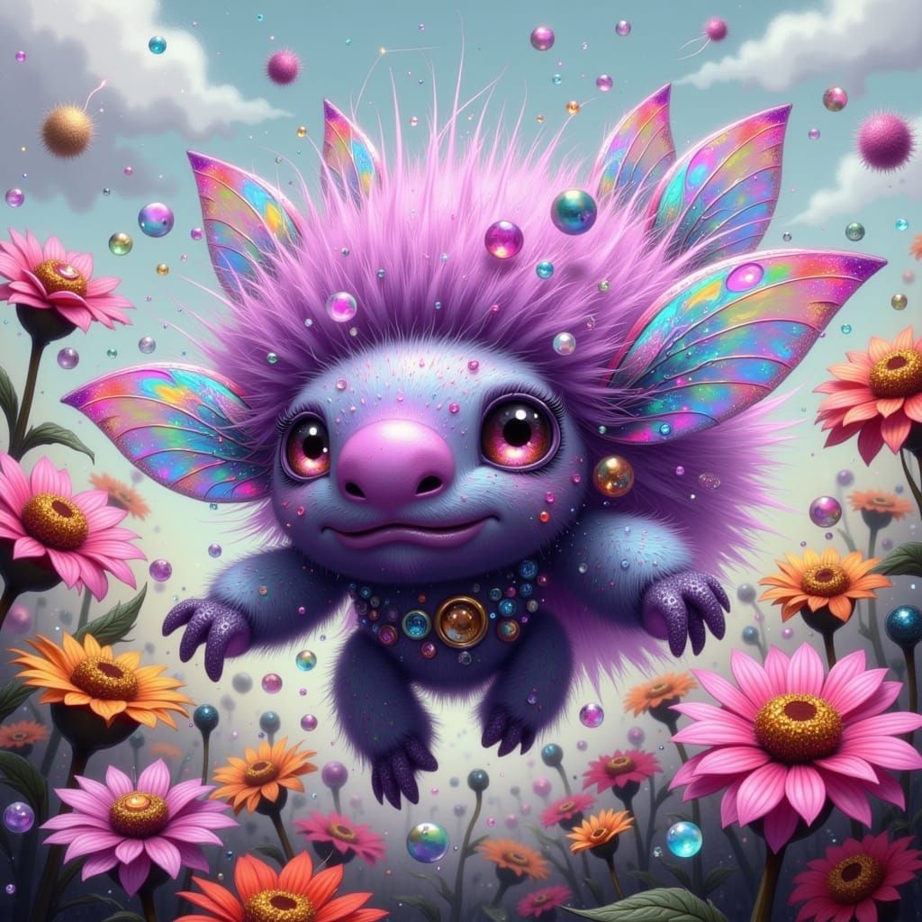 Whimsical Fairy Punk Fae in Lavender Gemstone Form