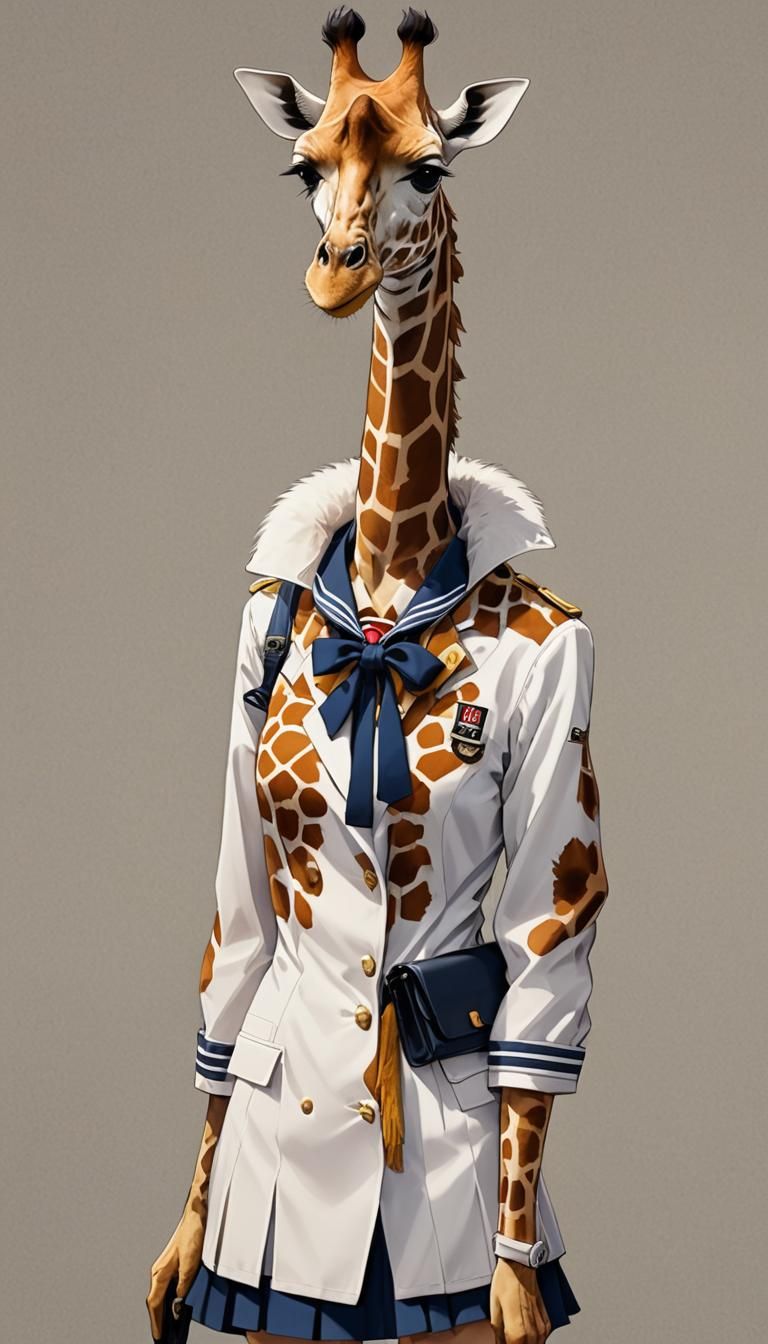 Furry Anime Giraffe Girl in Sailor Fuku