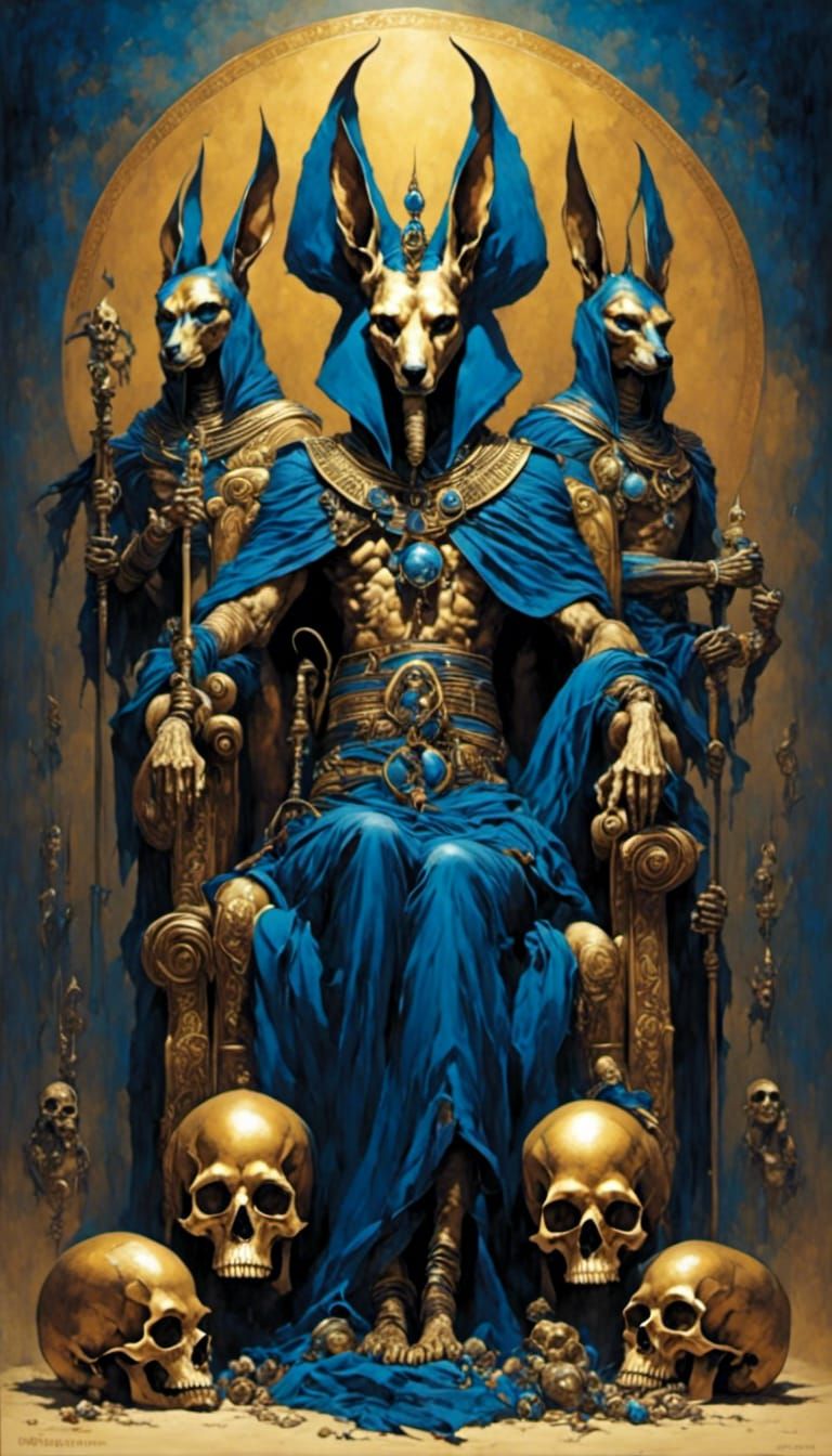 Skulls in Ancient Egyptian Setting with Gradient