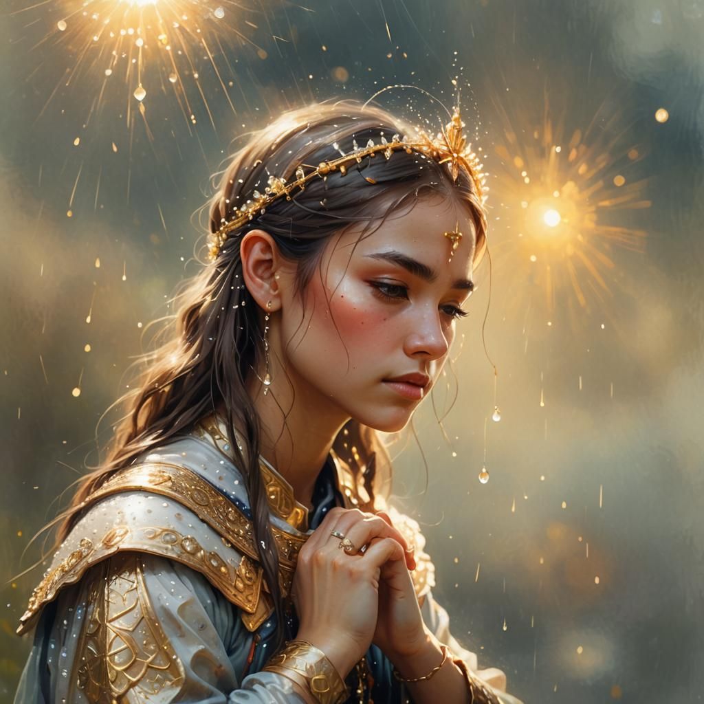 Warrior Woman Portrait in Pastel Oil Painting Style