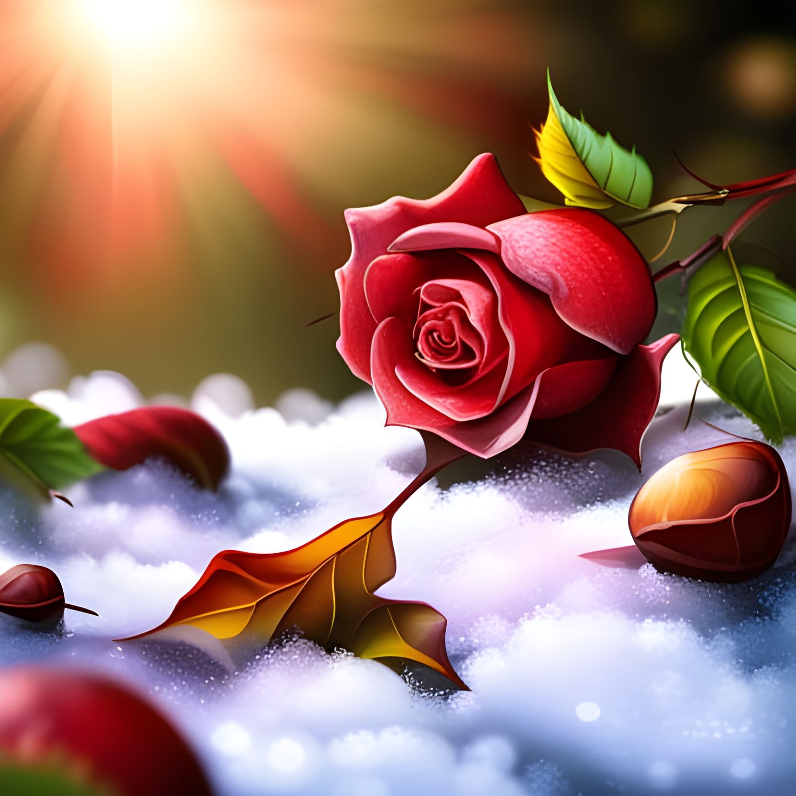 Four Seasons Collide in Vivid Mixed Media Illustration