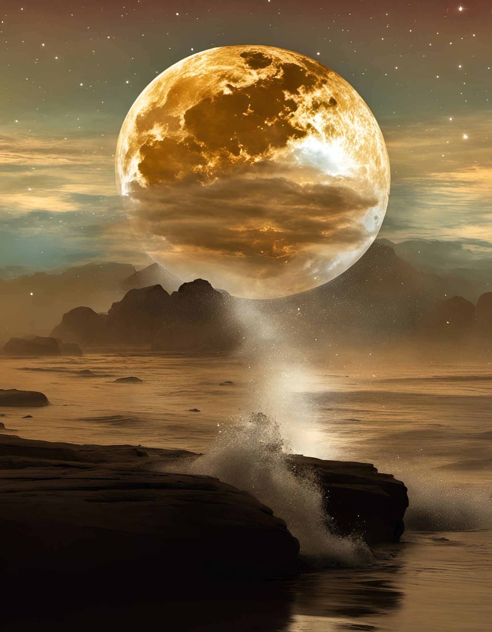 Pastel Landscape Sketch with Celestial Light