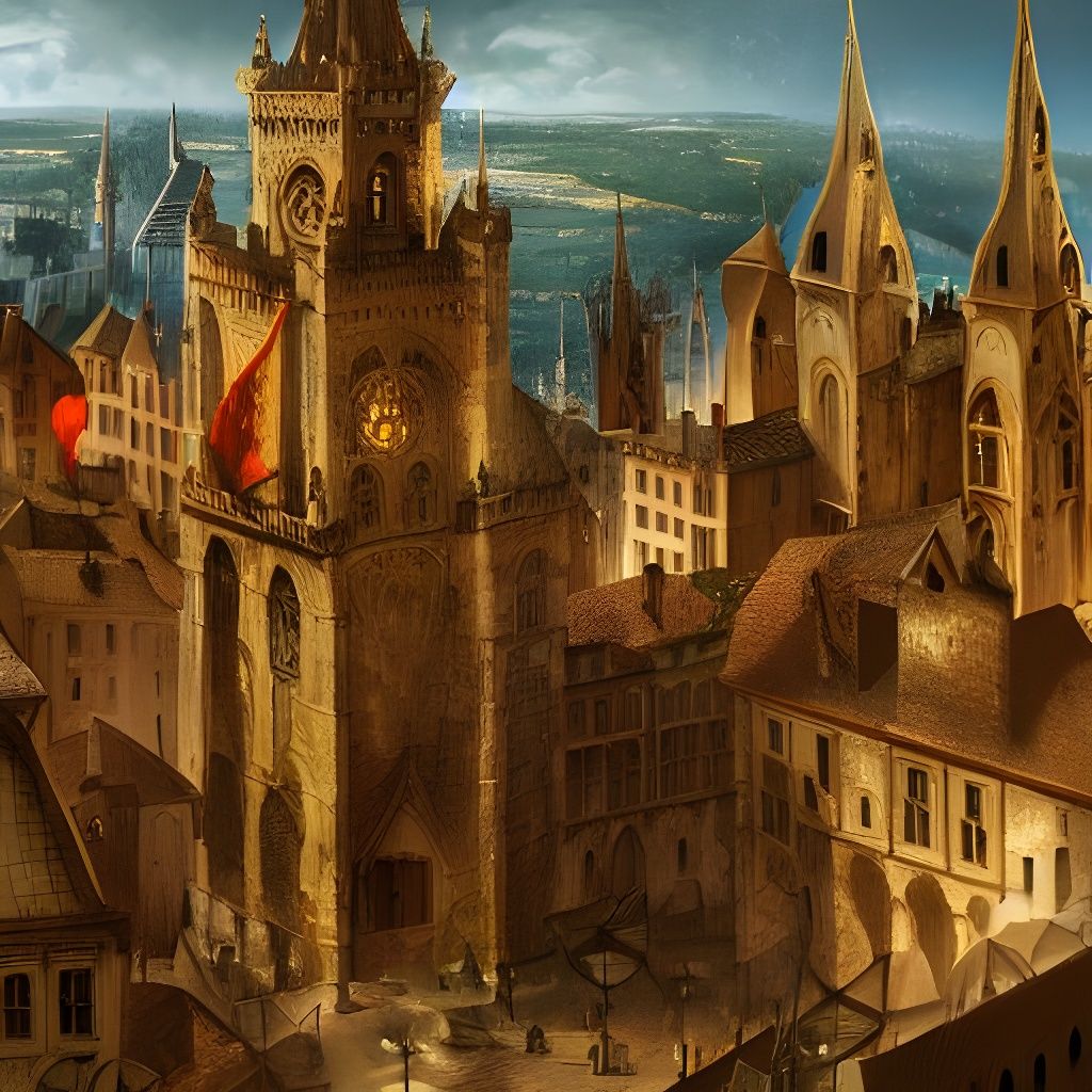 Magical Medieval City in Detailed Matte Painting