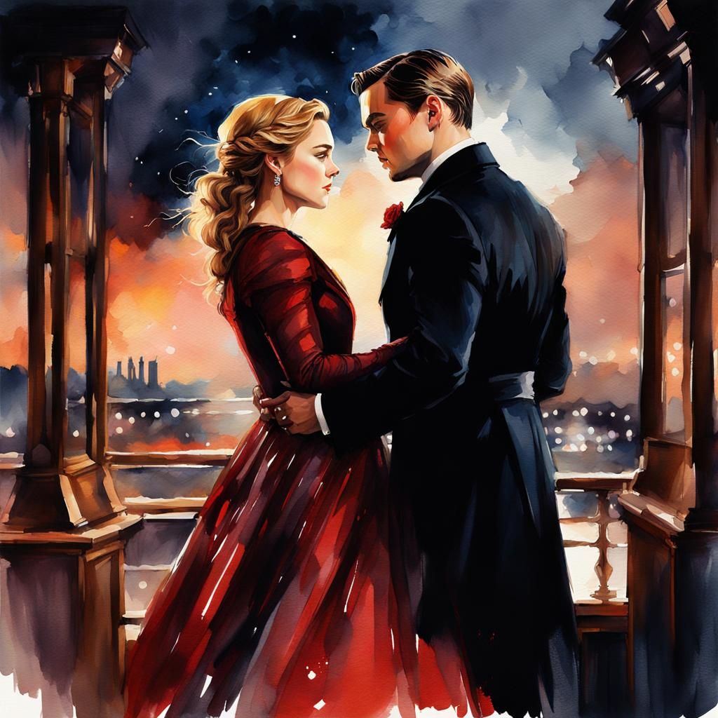 Titanic's Jack and Rose: Watercolor Portrait