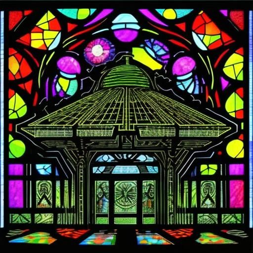 Stained Glass UFO in Graffiti Style