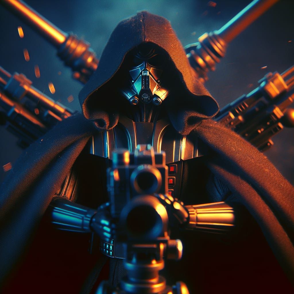 Cinematic Dark Force Wielder in Epic Landscape