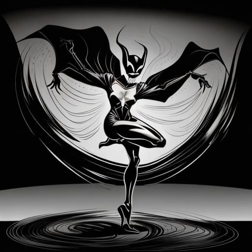 Surrealist Shadow Vampire Ink Drawing