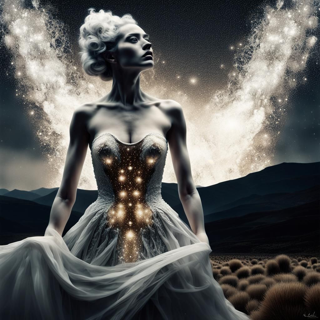 Surrealist Figure's Rage Against Time, Dark Fantasy Style