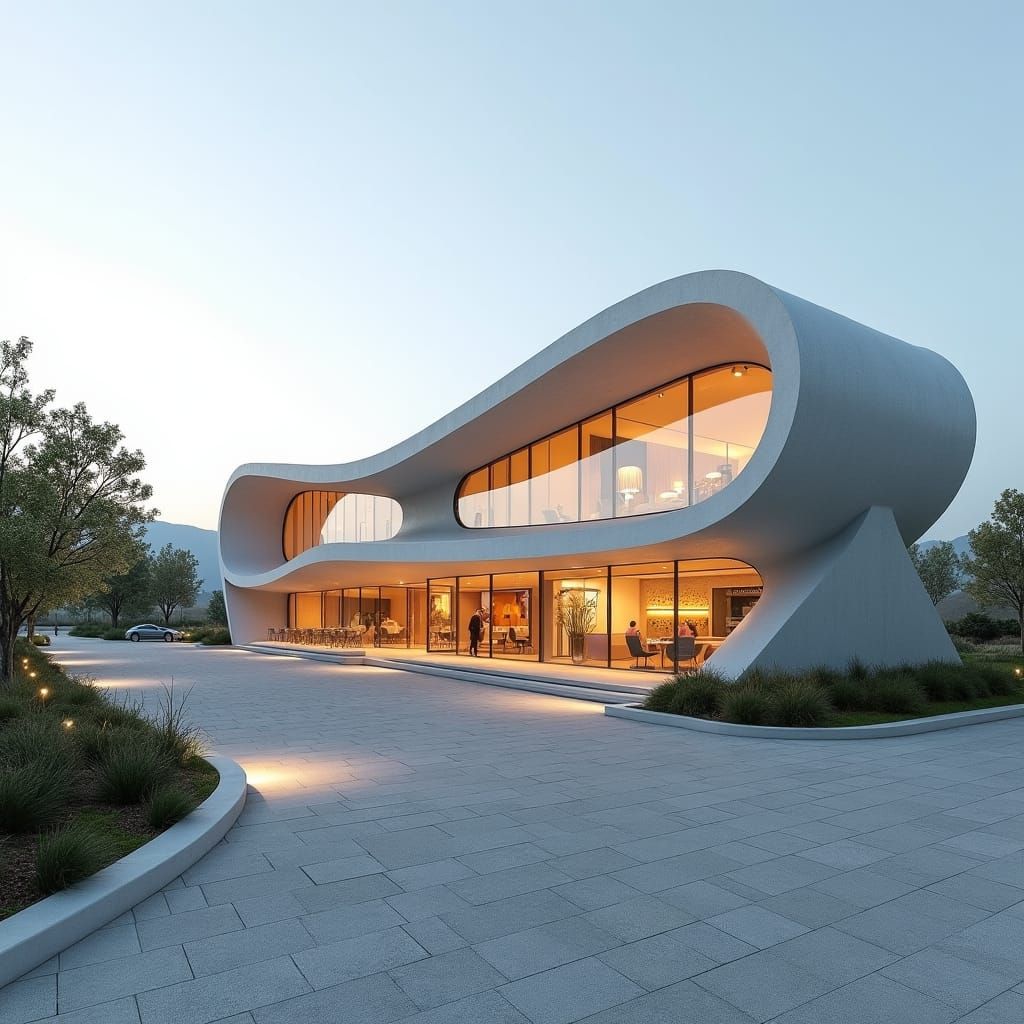 Sleek Parametric Cafe with Natural Integration