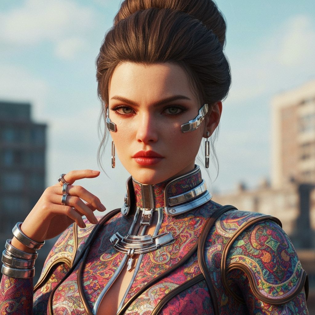 Hyperrealistic Woman in Futuristic Attire