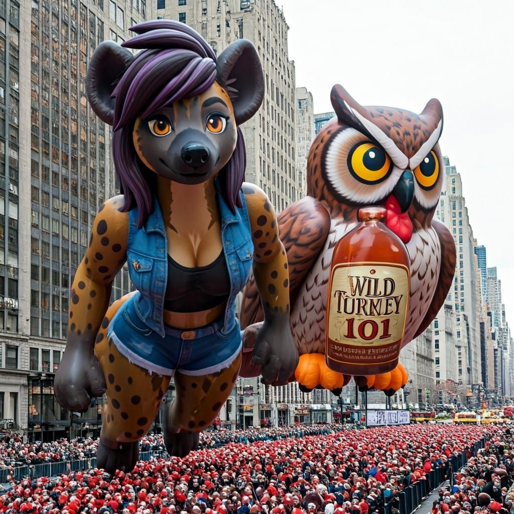 Macy's Parade: Hyena and Owl Balloons Over NYC