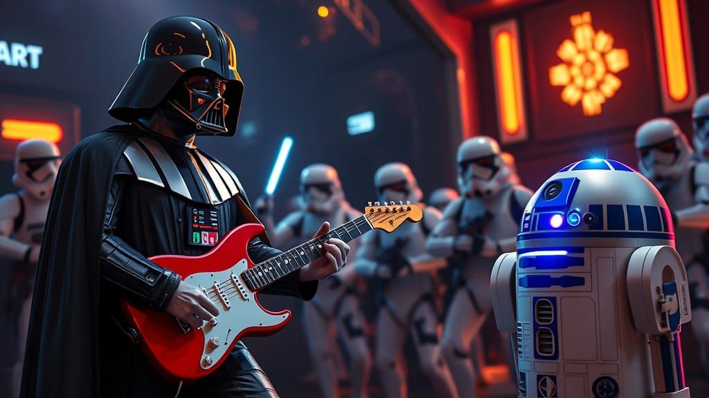 Darth Vader Rocks Out with Stormtrooper Backup