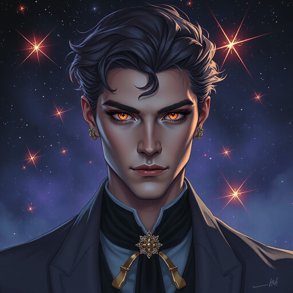 Magical Prince Portrait in Dark Fantasy Style