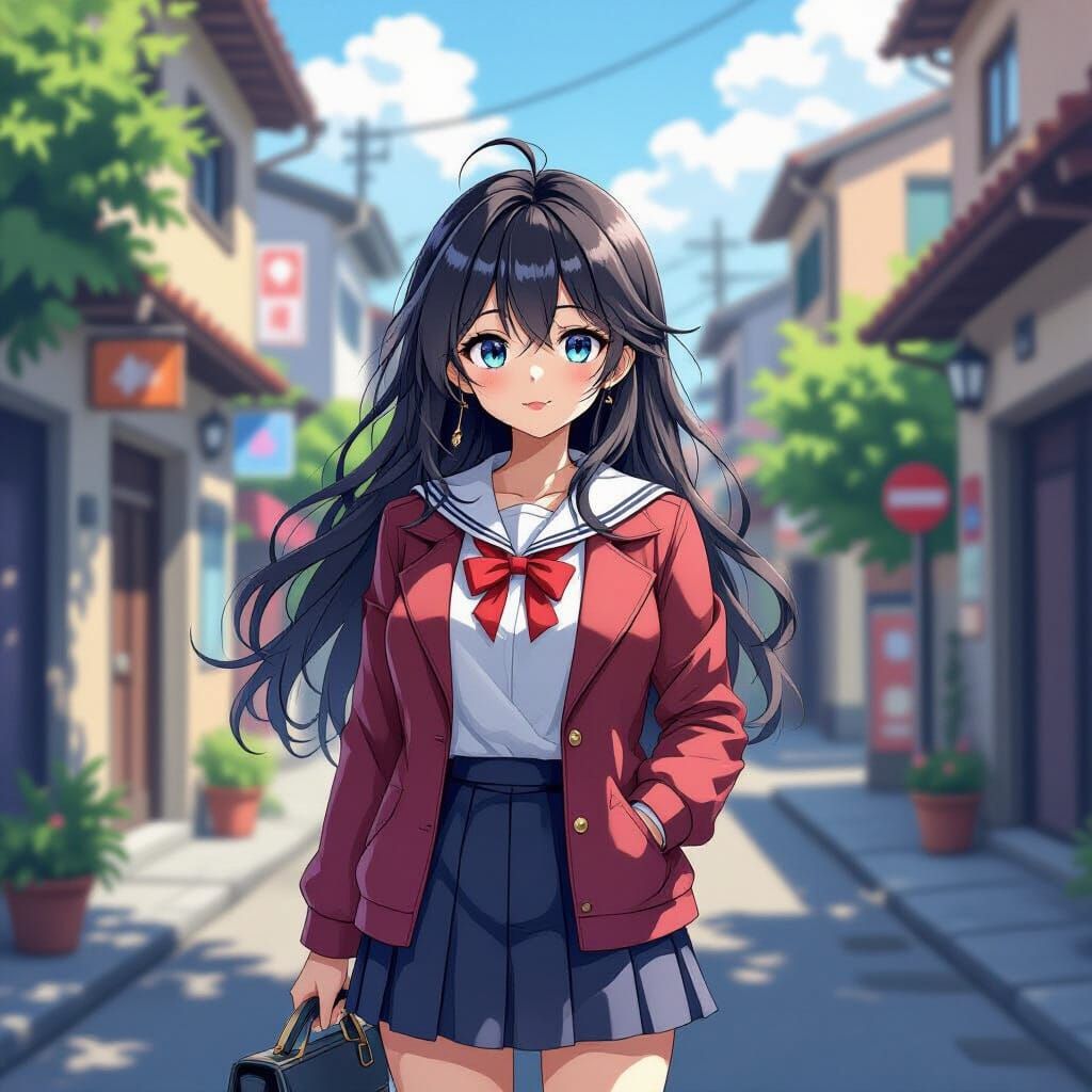 Anime Character Embodies Monday Vibes in Flat Manga Style