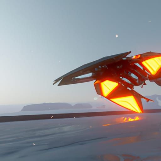 Futuristic Starship in Sci-Fi Combat Scene