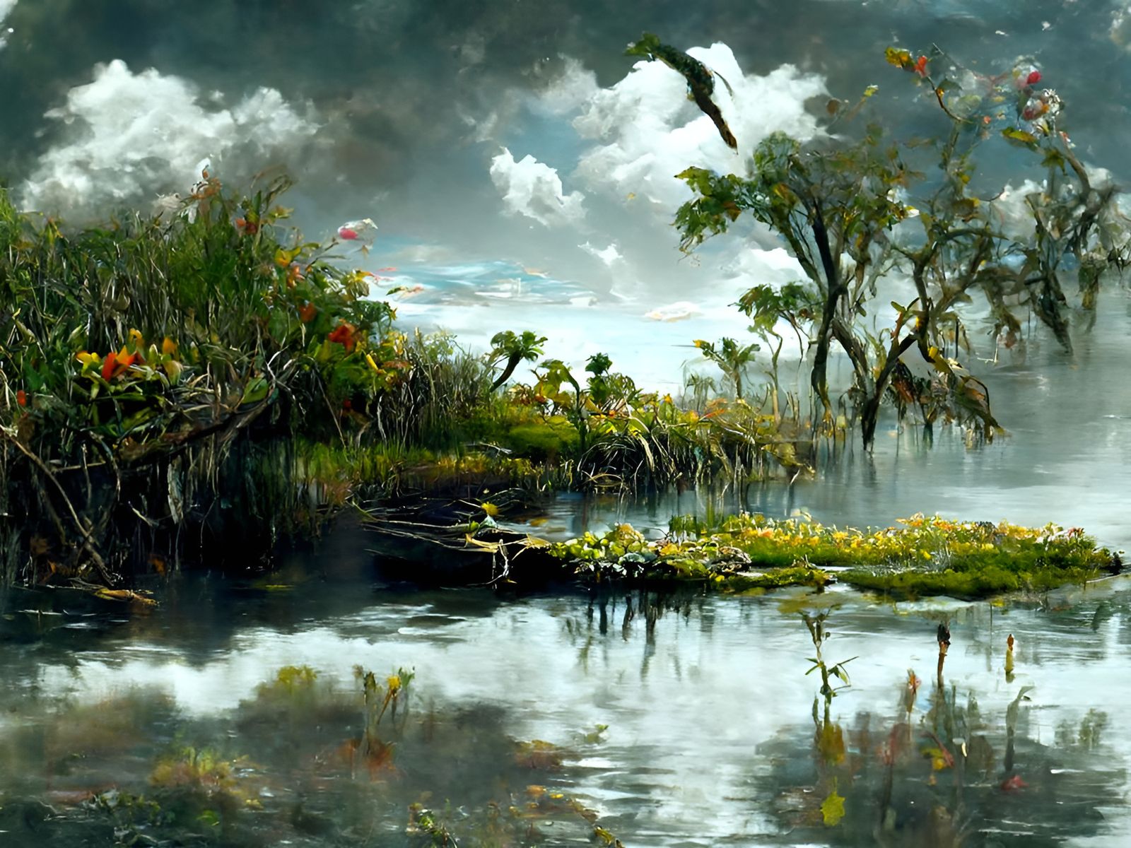 Magical Everglades Oil Painting Landscape Vista