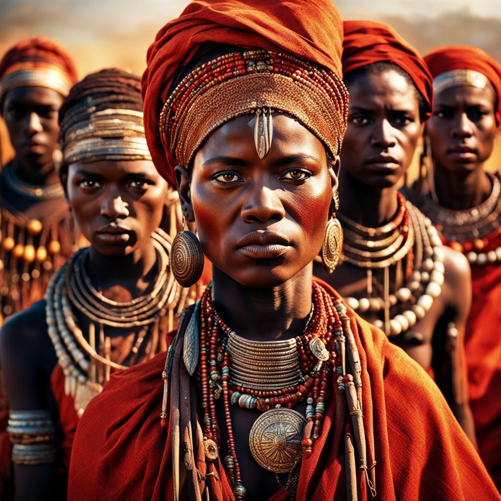 African Warrior Women: Piercing Gaze in Sunlight