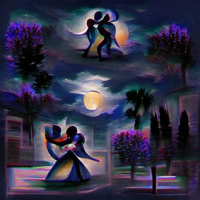 Lovers Dancing in Moonlight