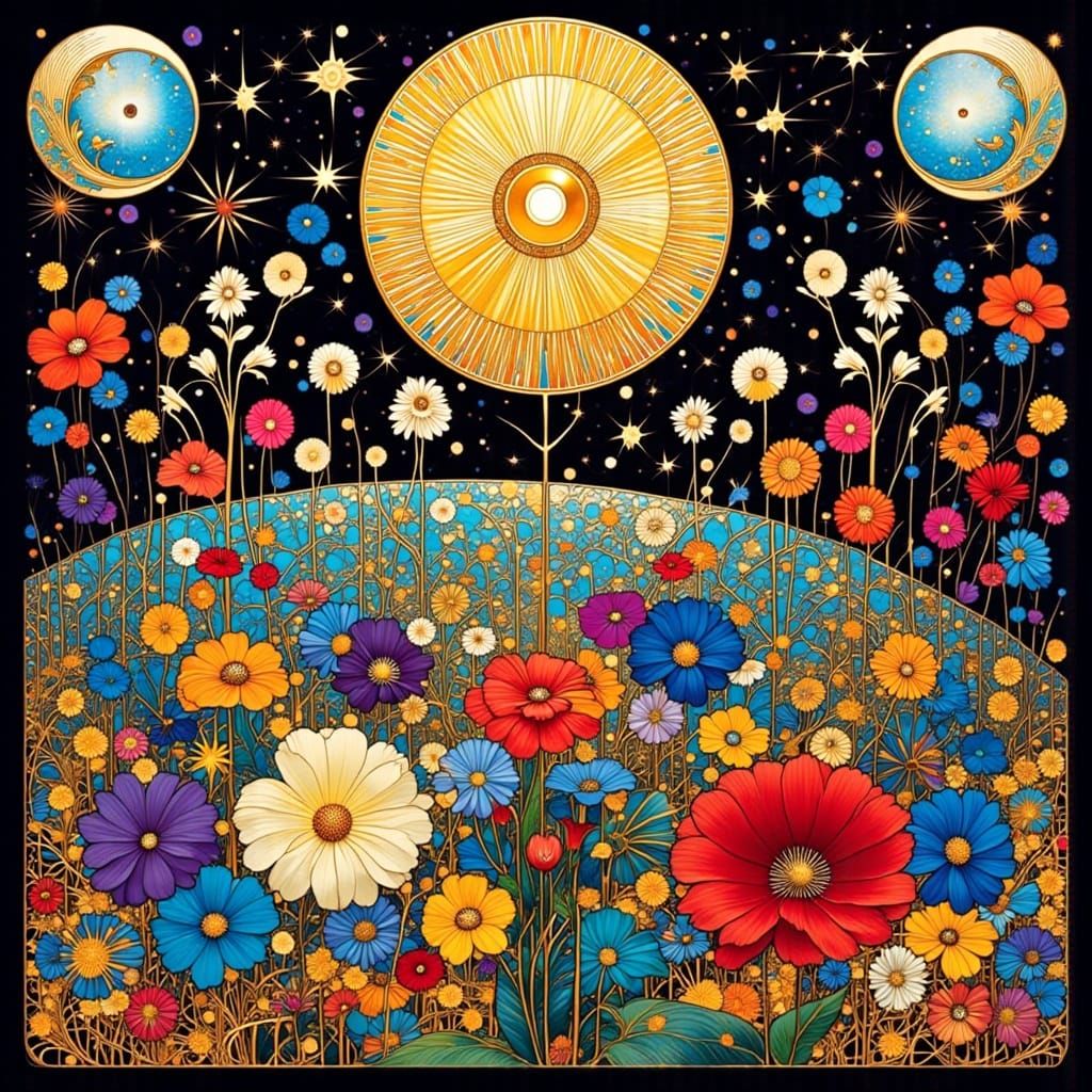 Psychedelic Art Nouveau Midsummer Night's Dream Collage