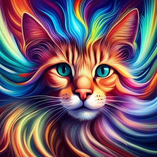 Cosmic Jester Cat in Galactic Street Art Style