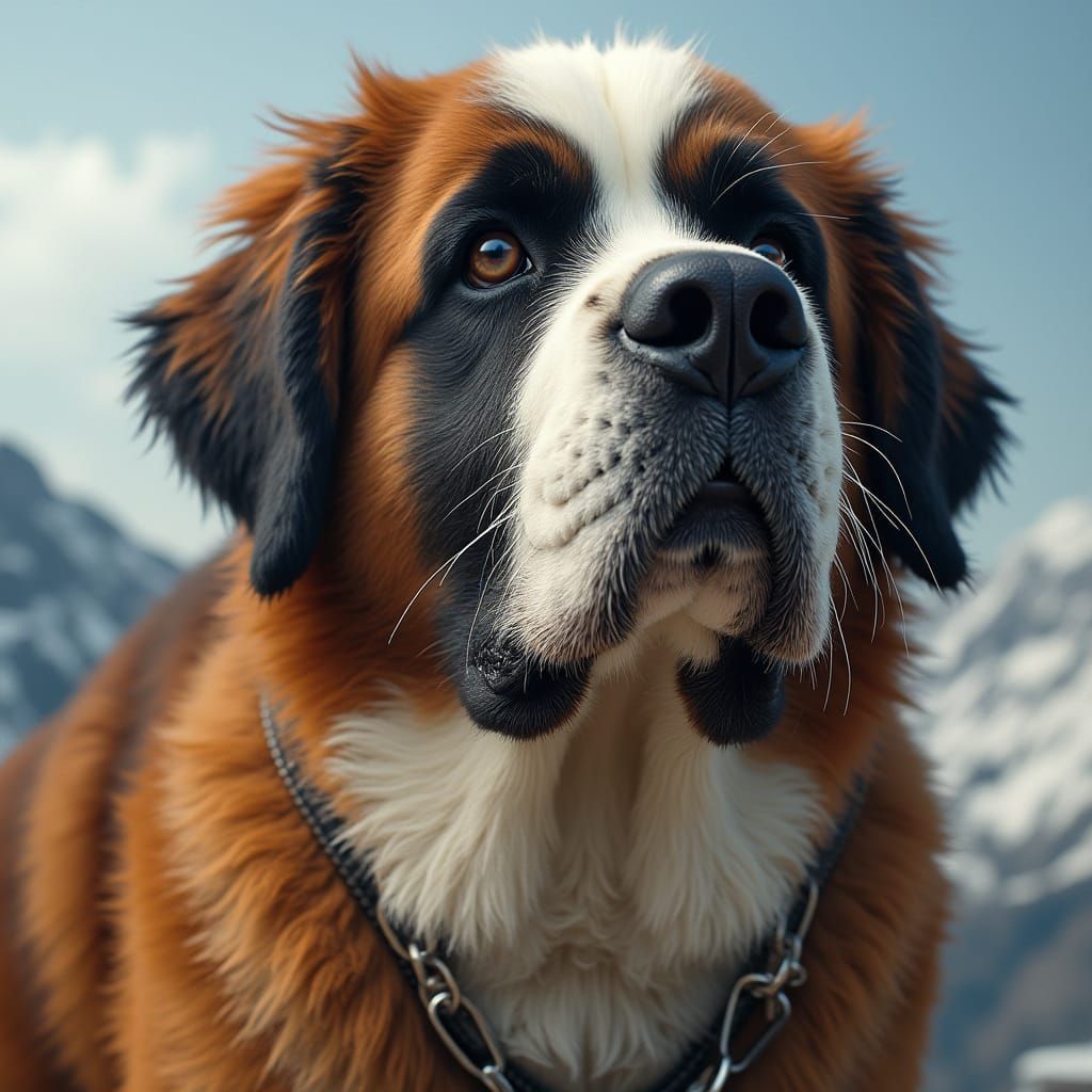 Greebles Styled Saint Bernard Dog on Swiss Alp