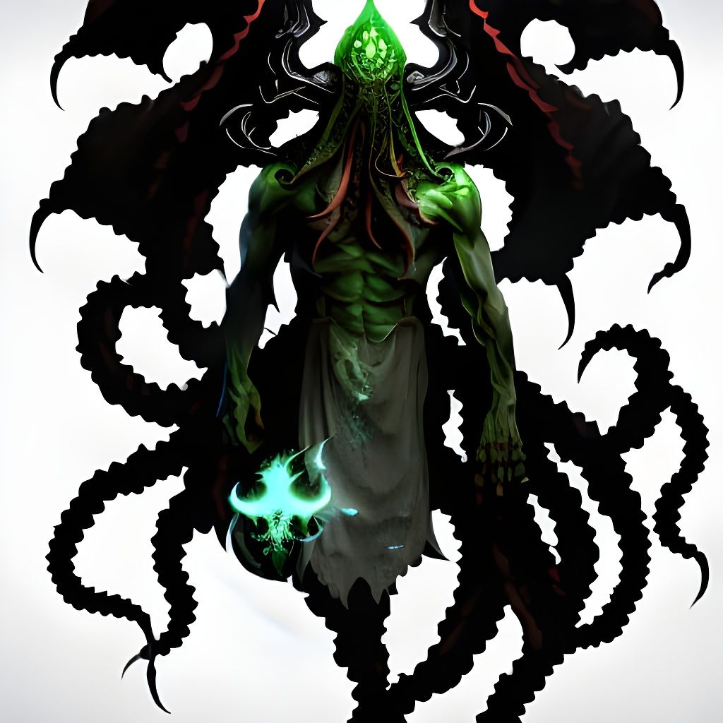 Ink Splash Cthulhu God Portrait: Detailed Fantasy Art
