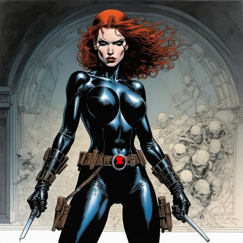 Black Widow in Comic Book Style