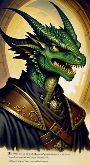 Night Watch Studying Dragon Map, Gouache Fantasy Art