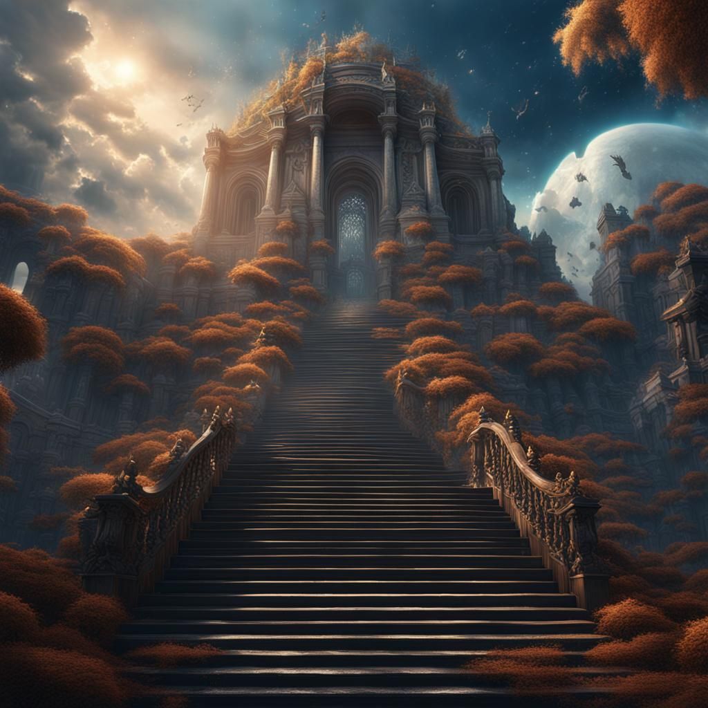 Fantastical Staircase to Heaven Digital Painting