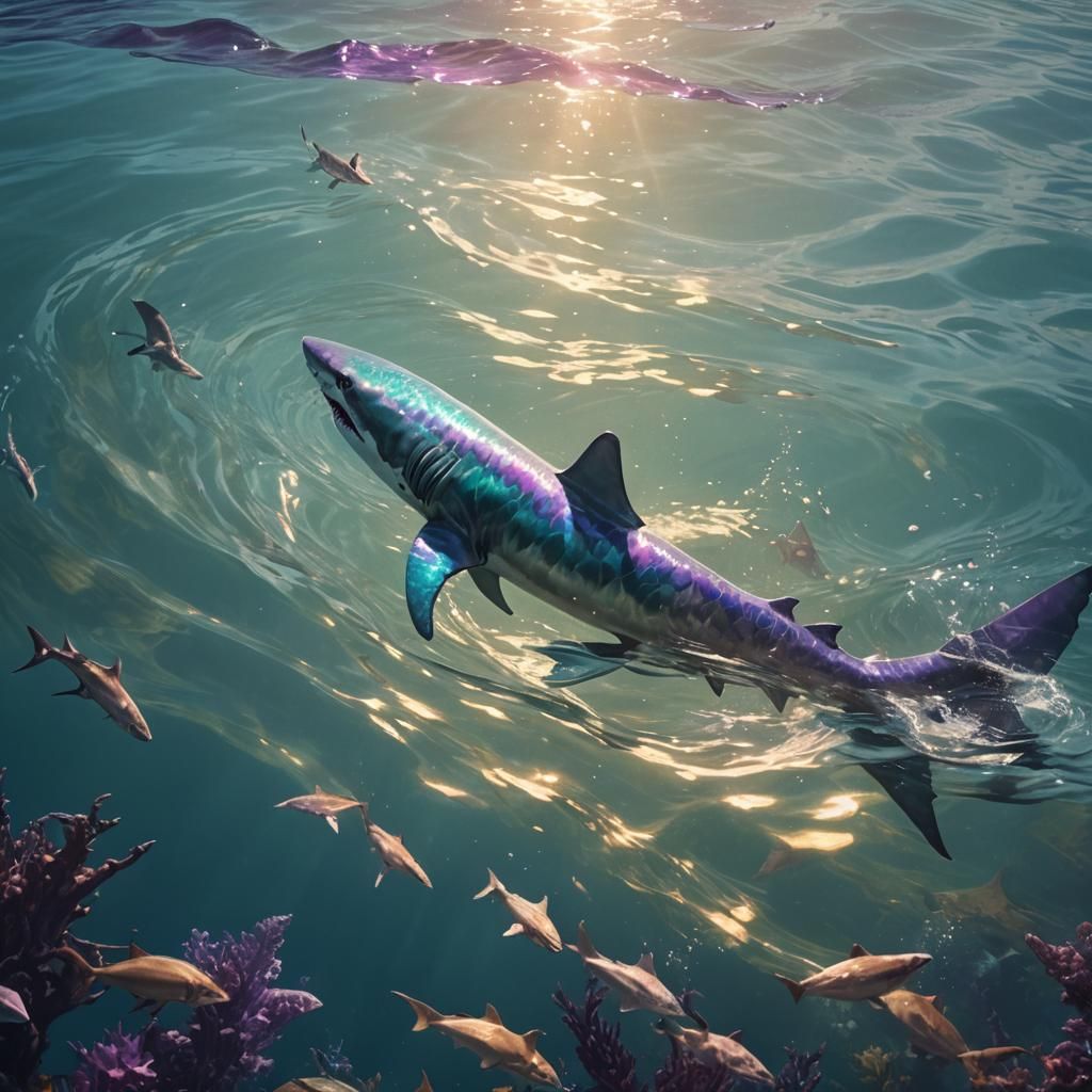 Dog Shark Hybrid Swimming in the Sea