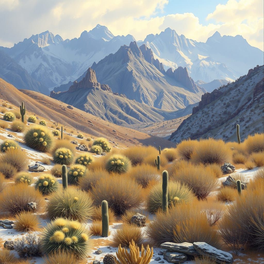Snowy Desert Landscape in 19th Century Painting Style