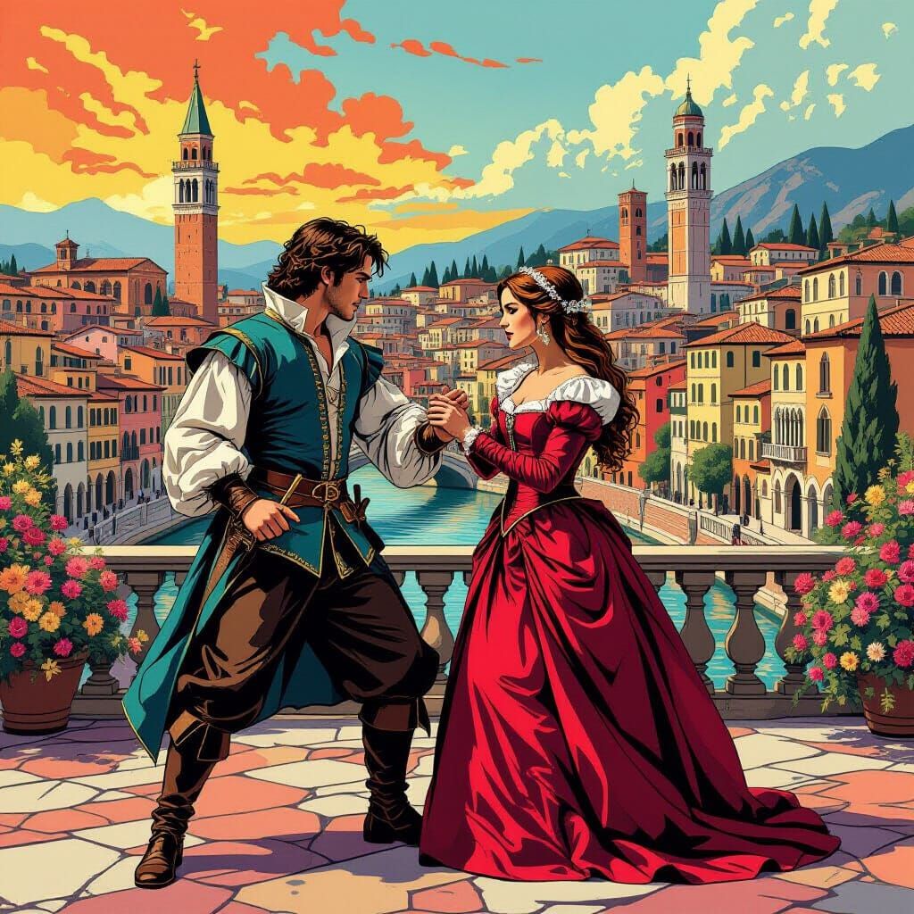 Romeo and Juliet Reimagined in Comic Book Style