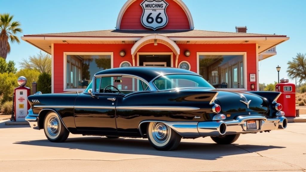 1958 Oldsmobile Coupe on Route 66