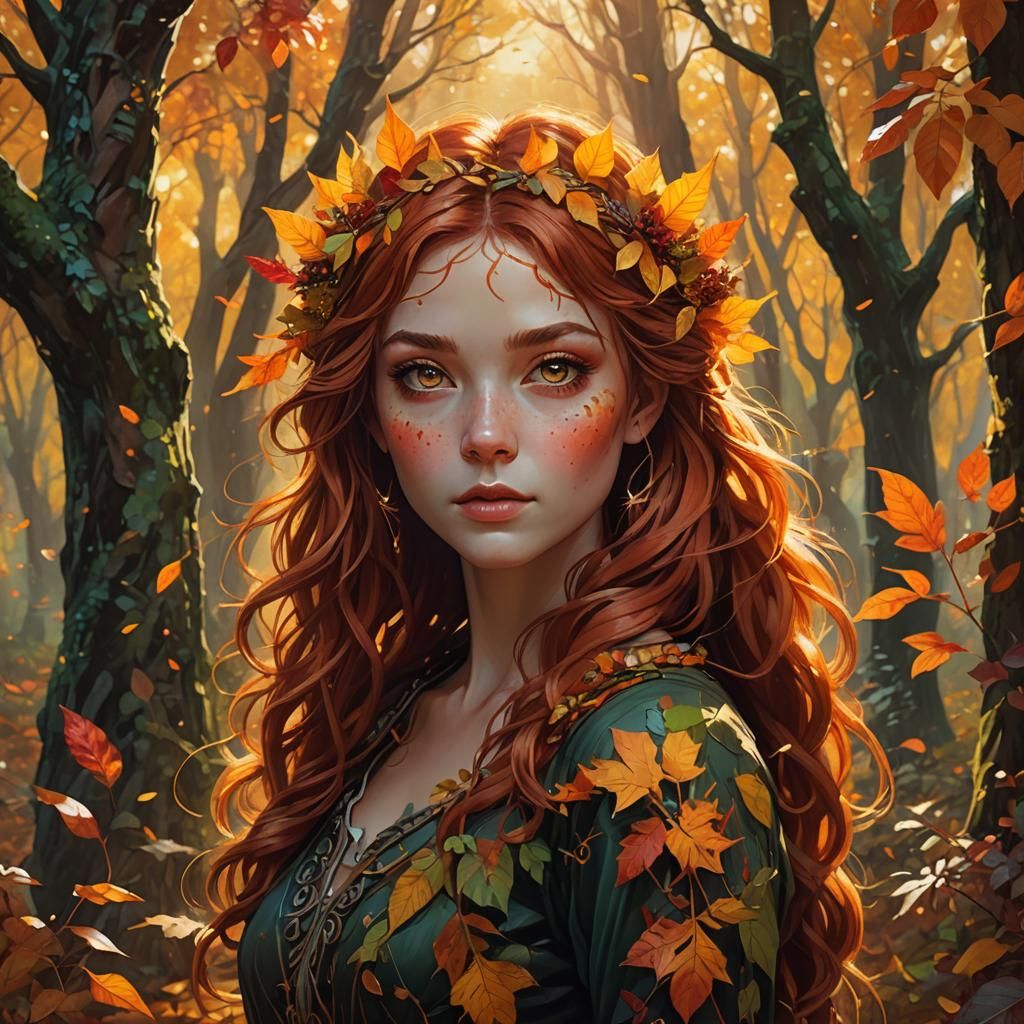 Autumn Fae in Forest: Hyperrealistic Concept Art