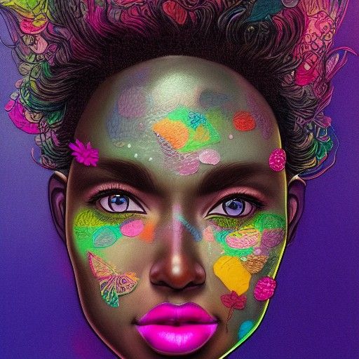 Colorful Mixed Media Portrait with Fantasy Elements