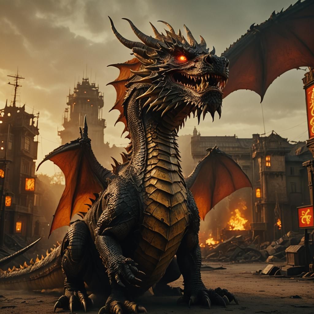 Dragon Looms Under Warning Timer in Cinematic Style