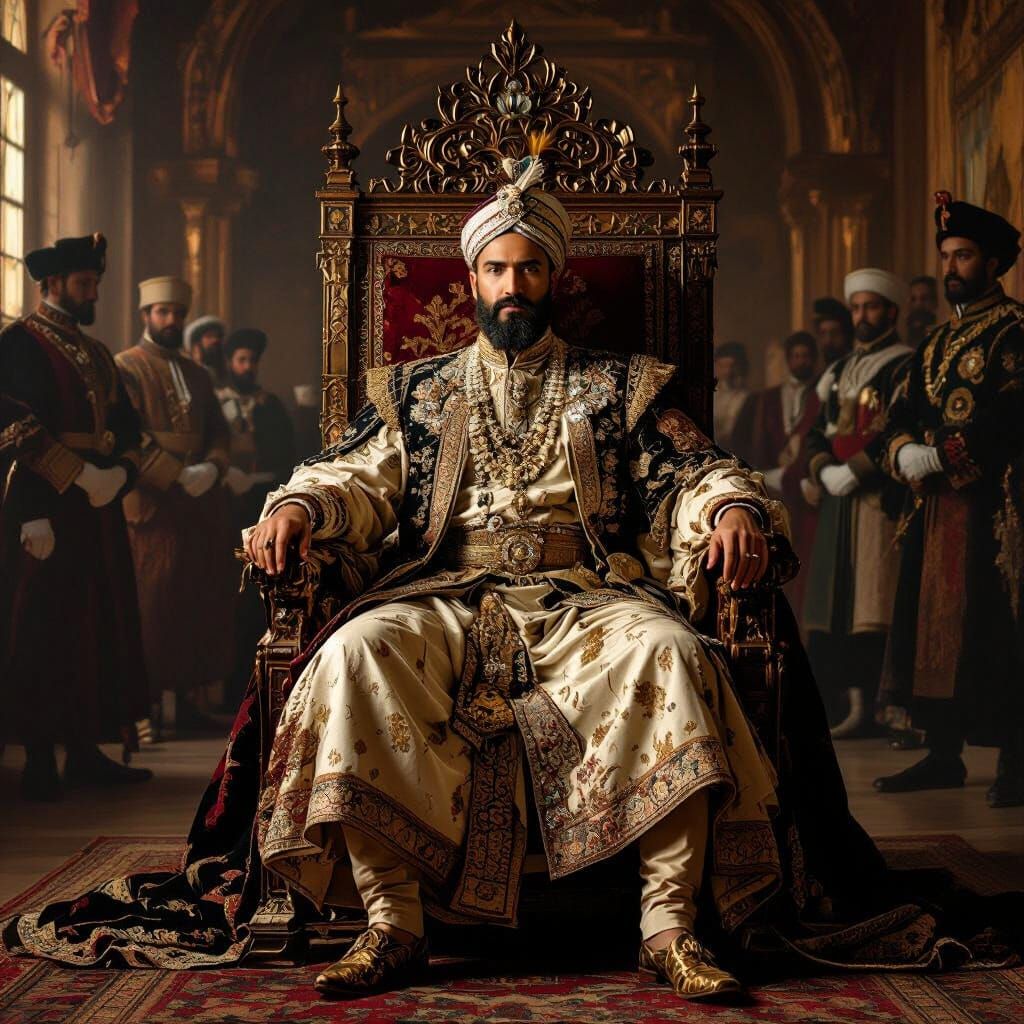 King on Throne: Rembrandt and Vermeer Style