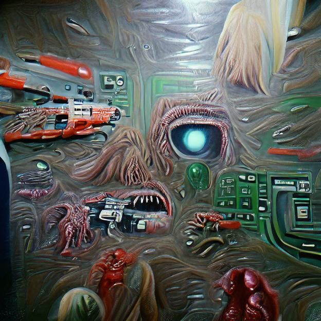 Retro Sci-Fi Horror Painting in 70s Style