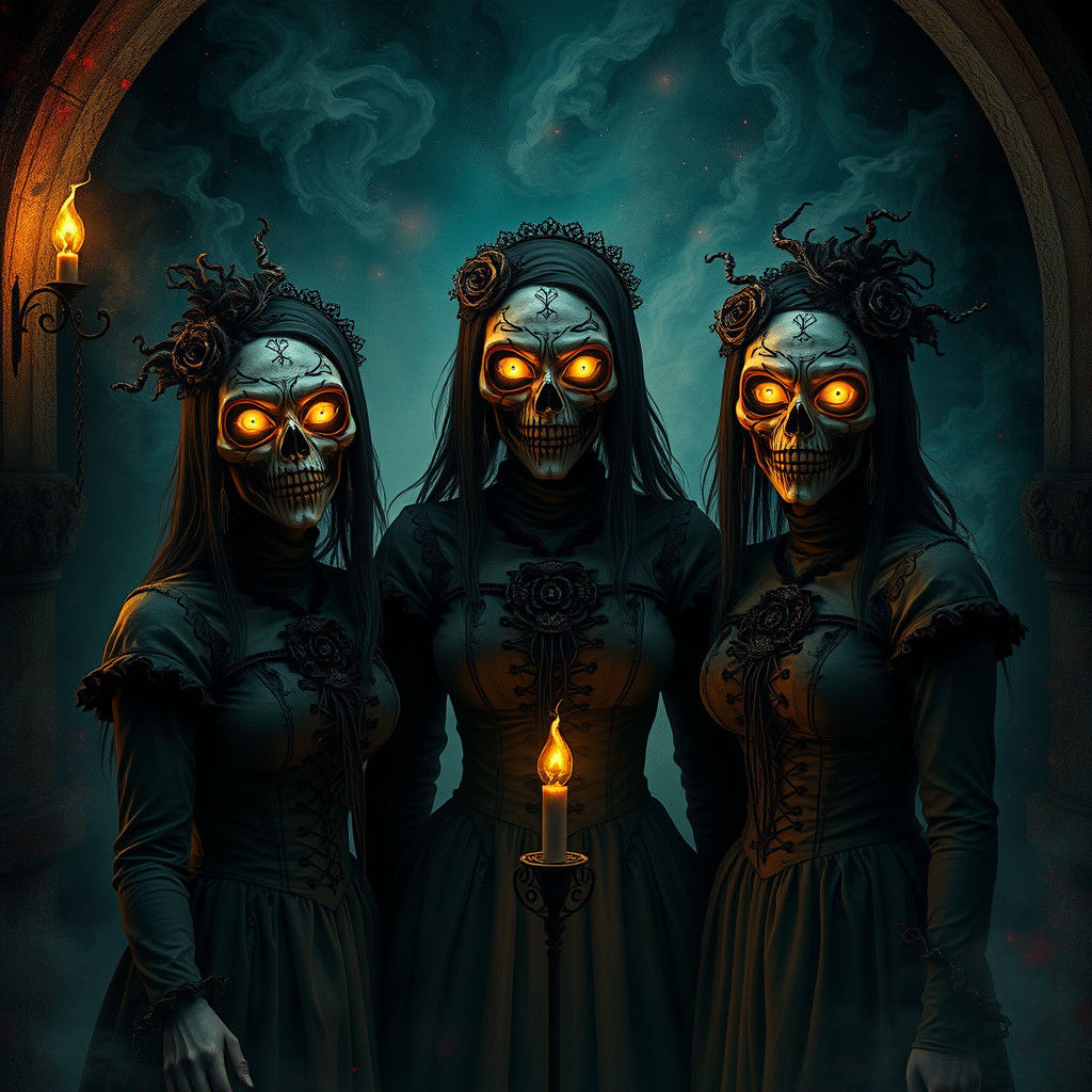 Macabre Victorian Women Staring into Eternity