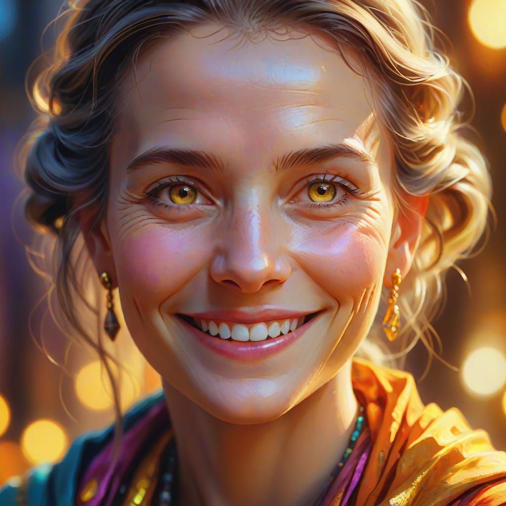 Seraphina the Wise: Vibrant Oil Painting Portrait