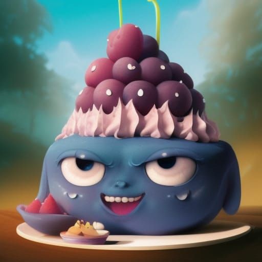 Adorable Blueberry Cake Dessert: 3D Digital Art