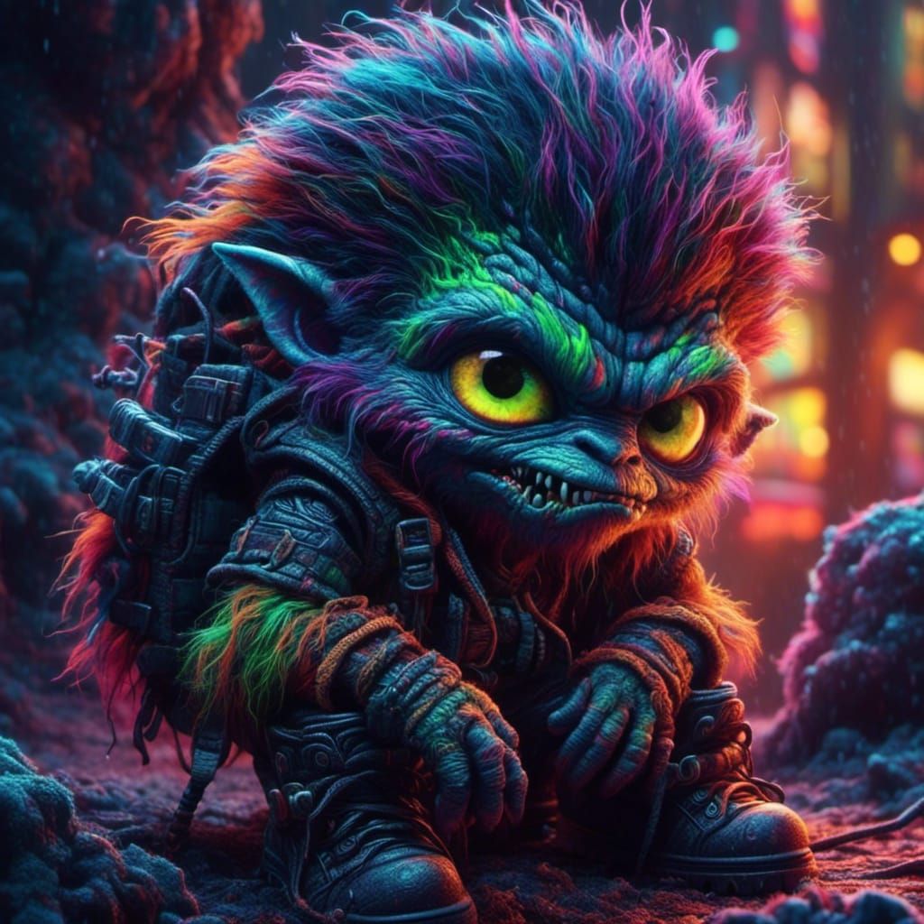 Detailed Chibi Alien Portrait in Watercolor Style