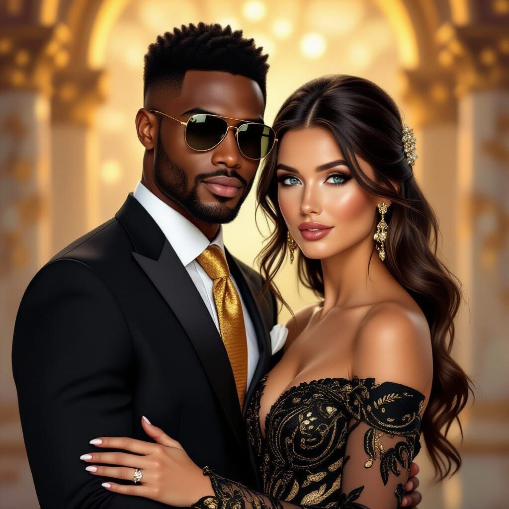 Baroque Portrait of Romantic Couple in Opulent Style