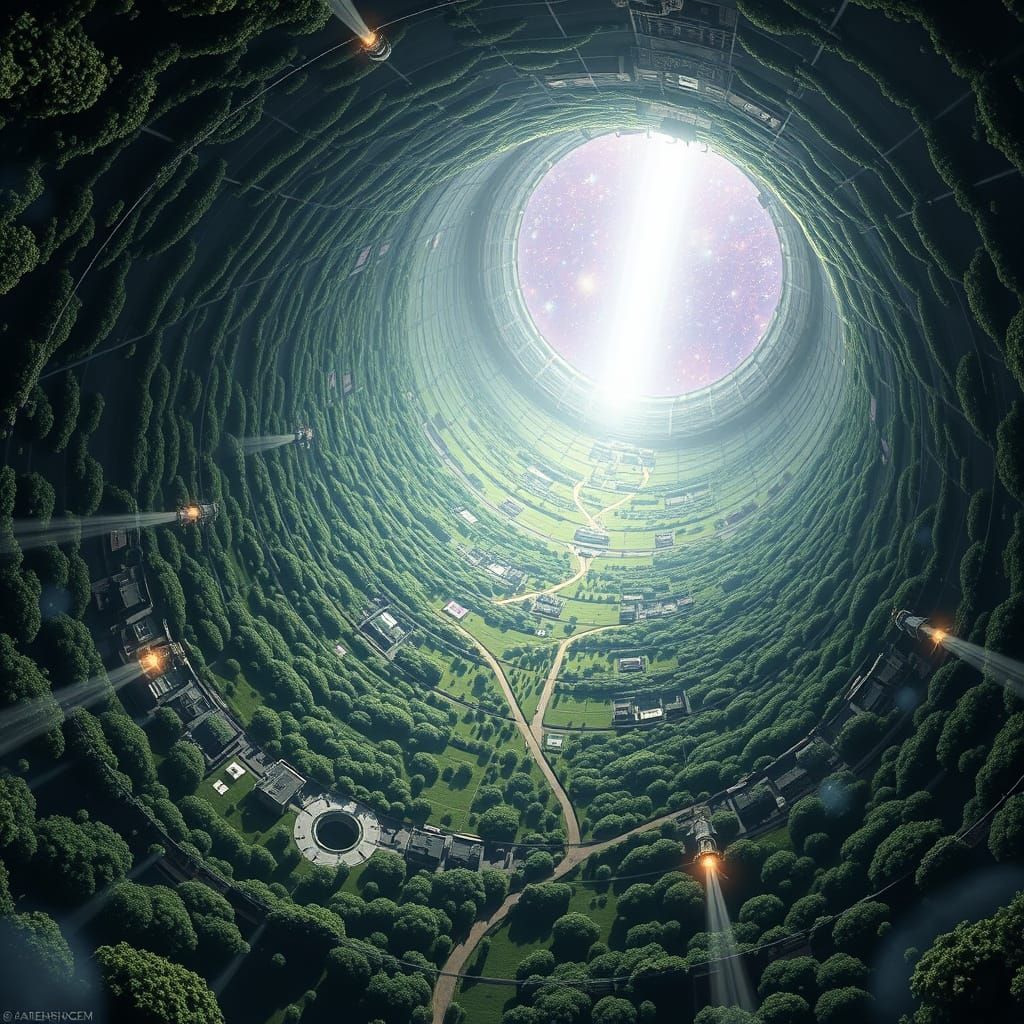 Glowing Giant Space Station Supports Life on All Sides