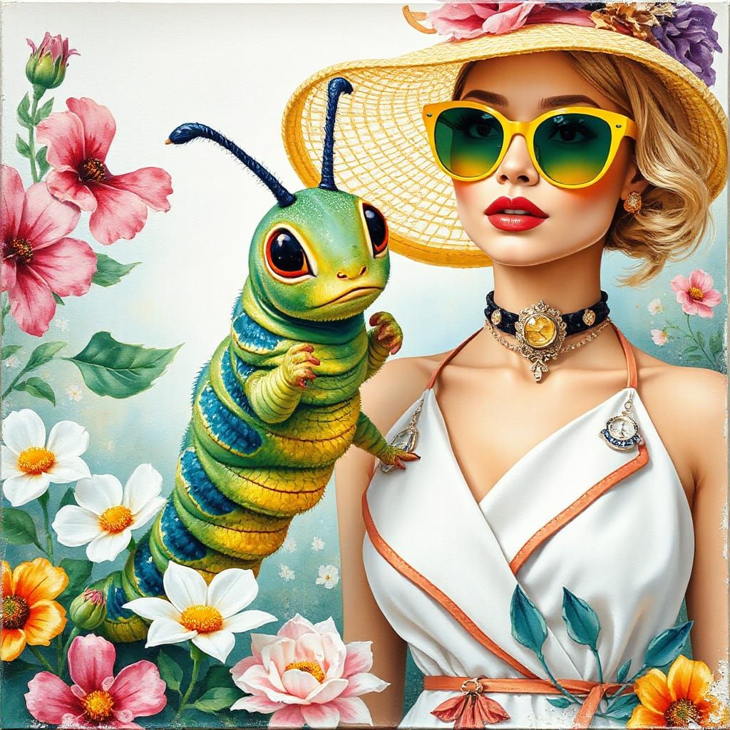 Caterpillar Wimbledon Winner, Impressionist Gouache and Wate...