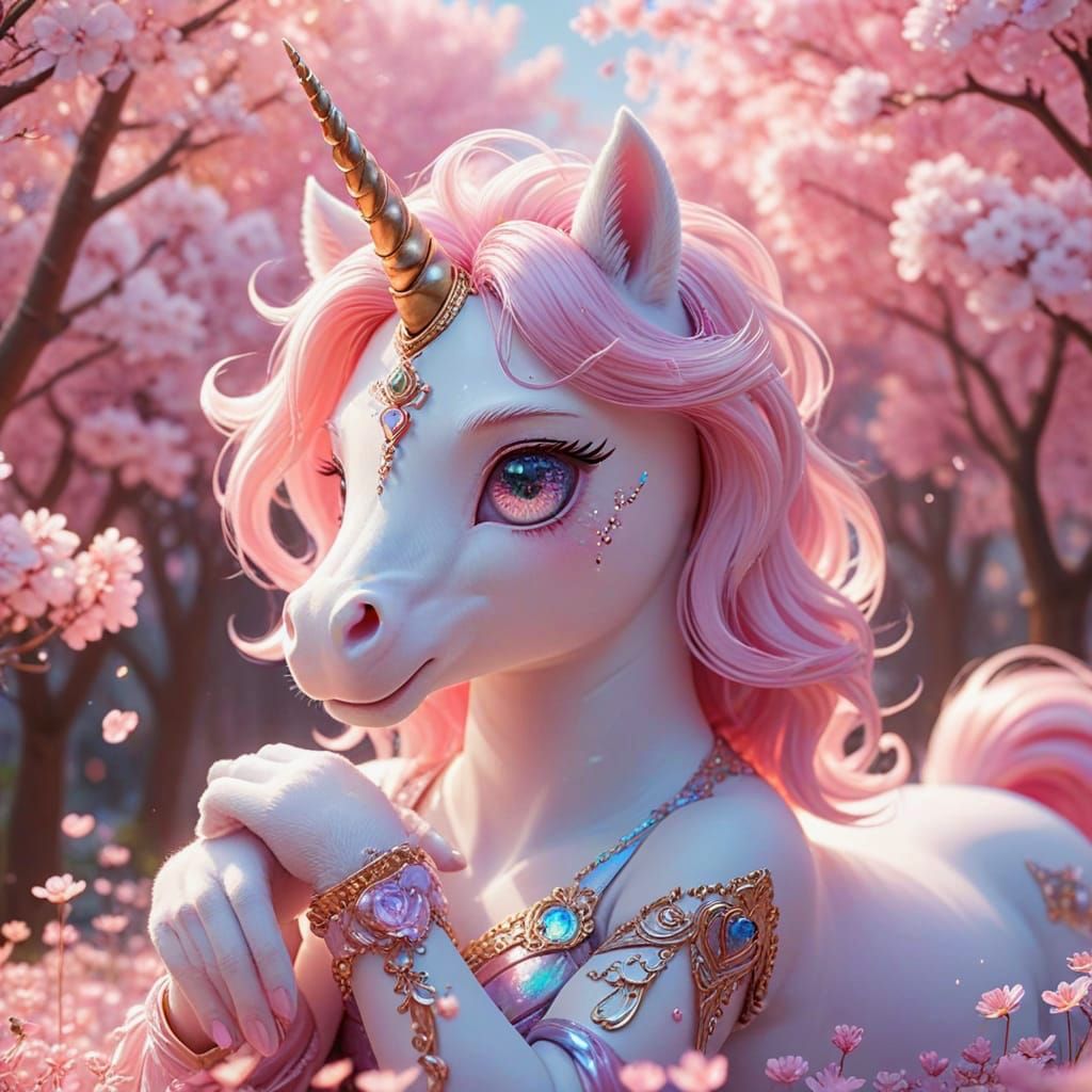 Magical Chibi Unicorn in Human Hand