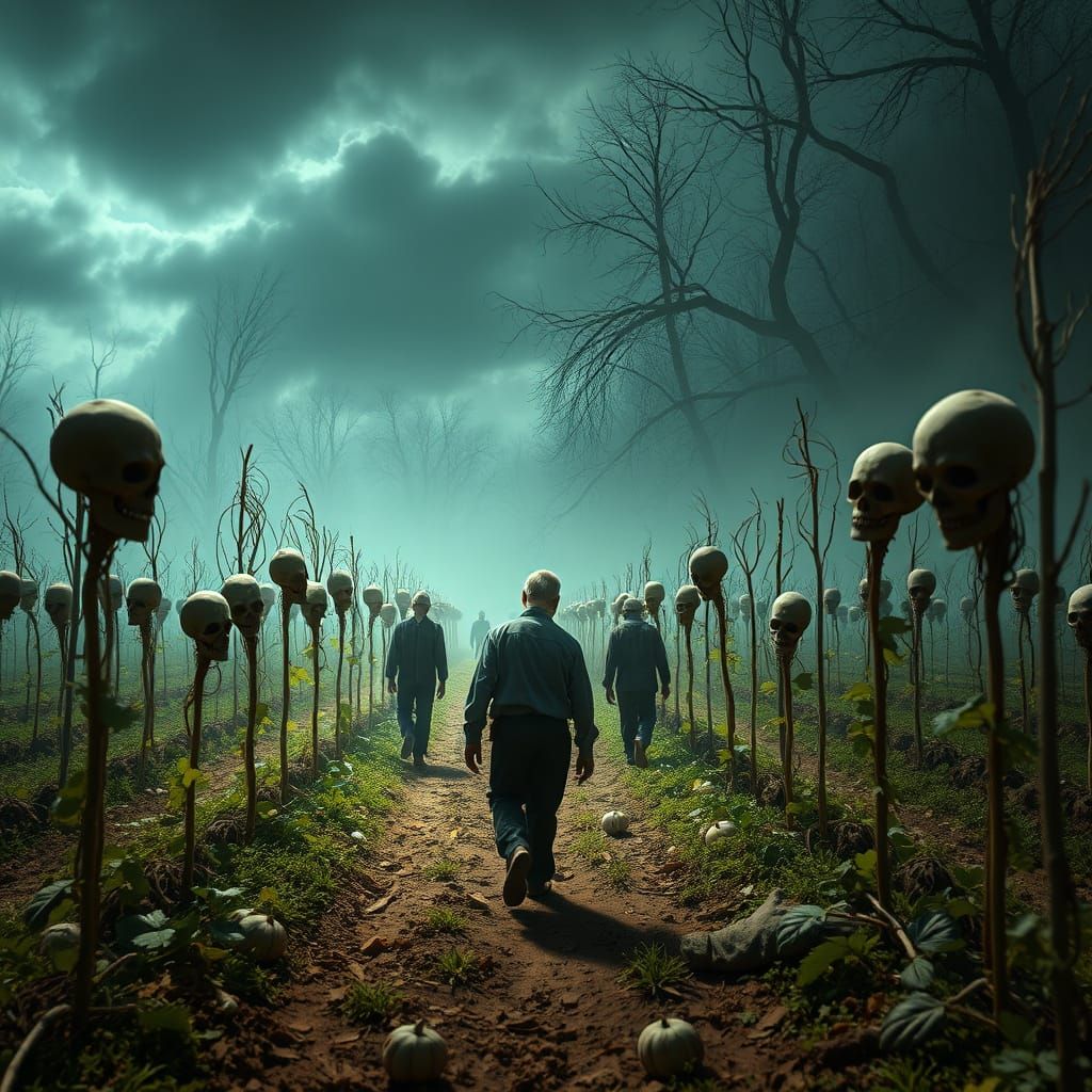 Haunted Harvest Festival With Ghastly Figures