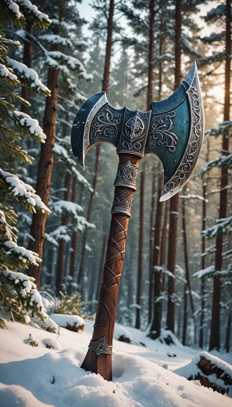 Ancient Battle Axe of Denmark: Hyperrealistic Concept Art