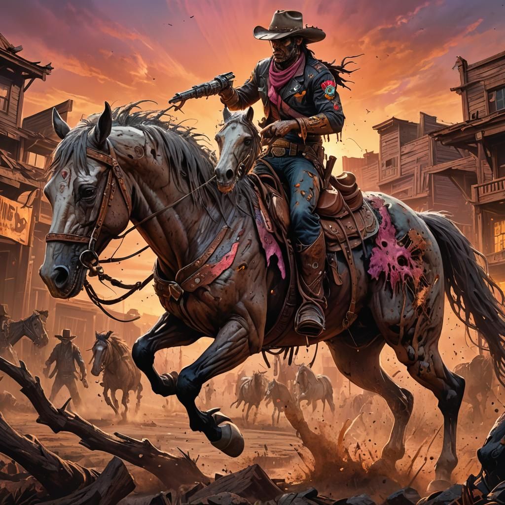 Zombie Cowboy Rides into the Sunset: Splash Art